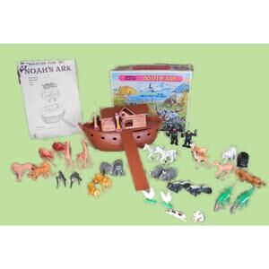 Noah's Ark Miniature Playset w/Box Vintage Made in Hong Kong